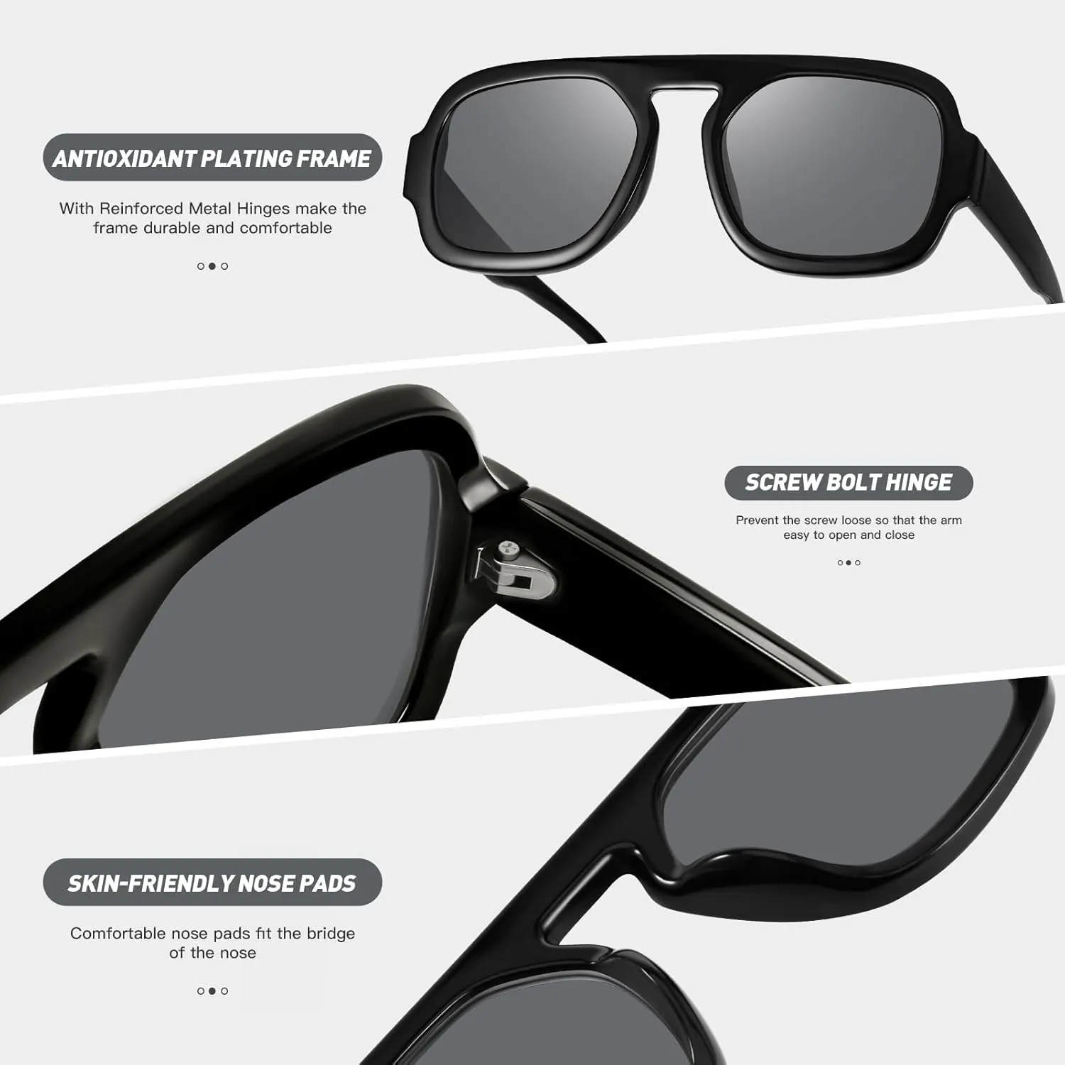 YDAOWKN Trendy Square Aviator Sunglasses for Women Men Retro Flat Top Frame Single Bridge Sun Glasses Vintage Shades