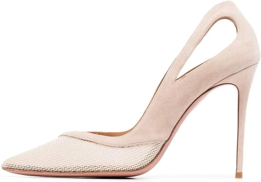 YDN Women Cutout Pointed Toe High Heels Formal Outfit Slip On Pumps Office Ladies Dress Patent Leather Shoes Size 4-15 US
