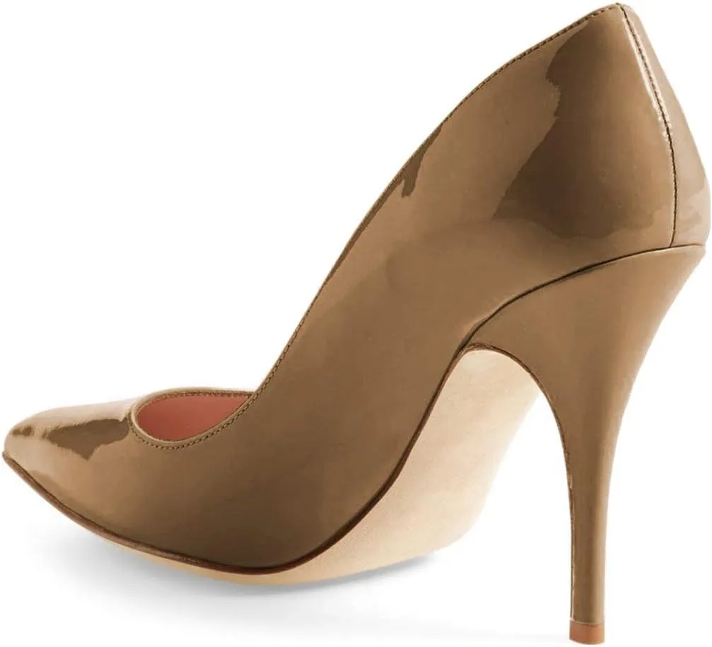 YDN Women's Chic Pointed Closed Toe Mid Heel Pumps Slip on Stiletto Slide Dress Shoe for Party Prom Size 4-15 US