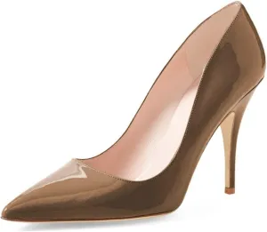 YDN Women's Chic Pointed Closed Toe Mid Heel Pumps Slip on Stiletto Slide Dress Shoe for Party Prom Size 4-15 US