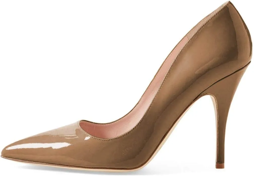 YDN Women's Chic Pointed Closed Toe Mid Heel Pumps Slip on Stiletto Slide Dress Shoe for Party Prom Size 4-15 US