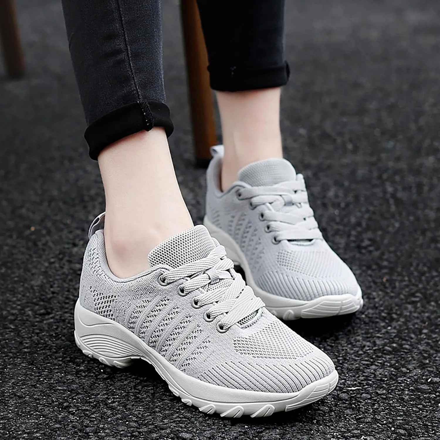 ZSpzx Comfy Sneakers for Women Arch Support Breathable Mesh Knit Air Cushioned Walking Casual Shoes Non Slip Jogging Tennis Sneaker Plantar Fasciitis Sneaker Fashionable Mesh Ladies Footwear