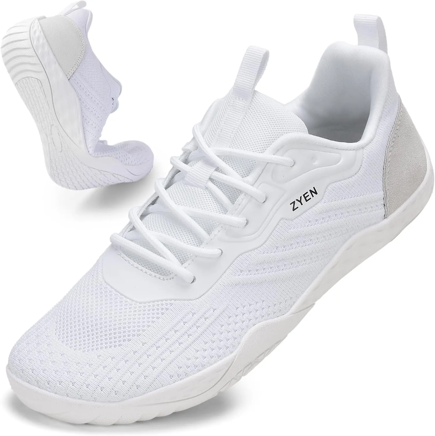 ZYEN Mens Barefoot Shoes Wide Toe Box Trail Running Sneakers Zero Drop Non-Slip Extra Wide Width Walking Shoes Minimalist Wrestling Sneakers Gym Trainer 6.5-13